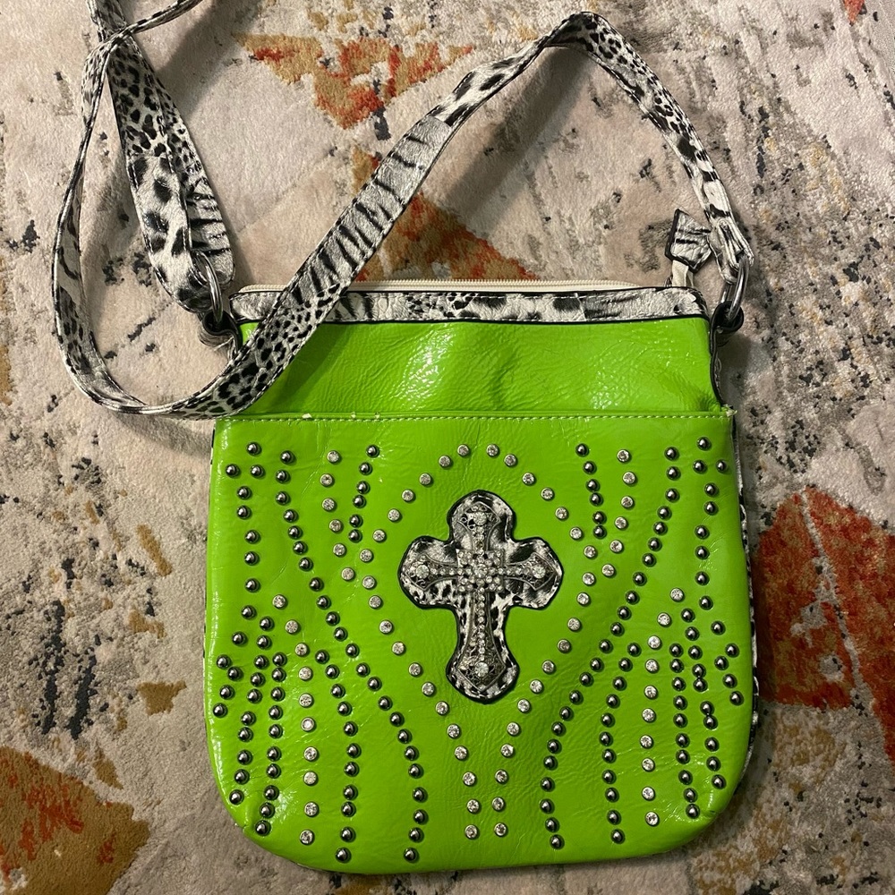 Patent leather y2k rhinestone crossbody bag